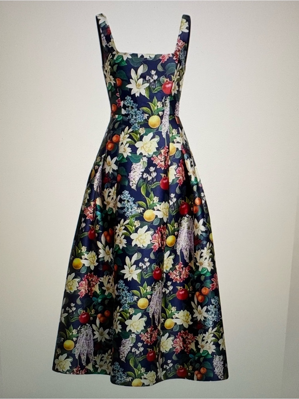 Sachin + Babi Navy Floral Print Dress with Yellow Accents - Picture 1 of 3